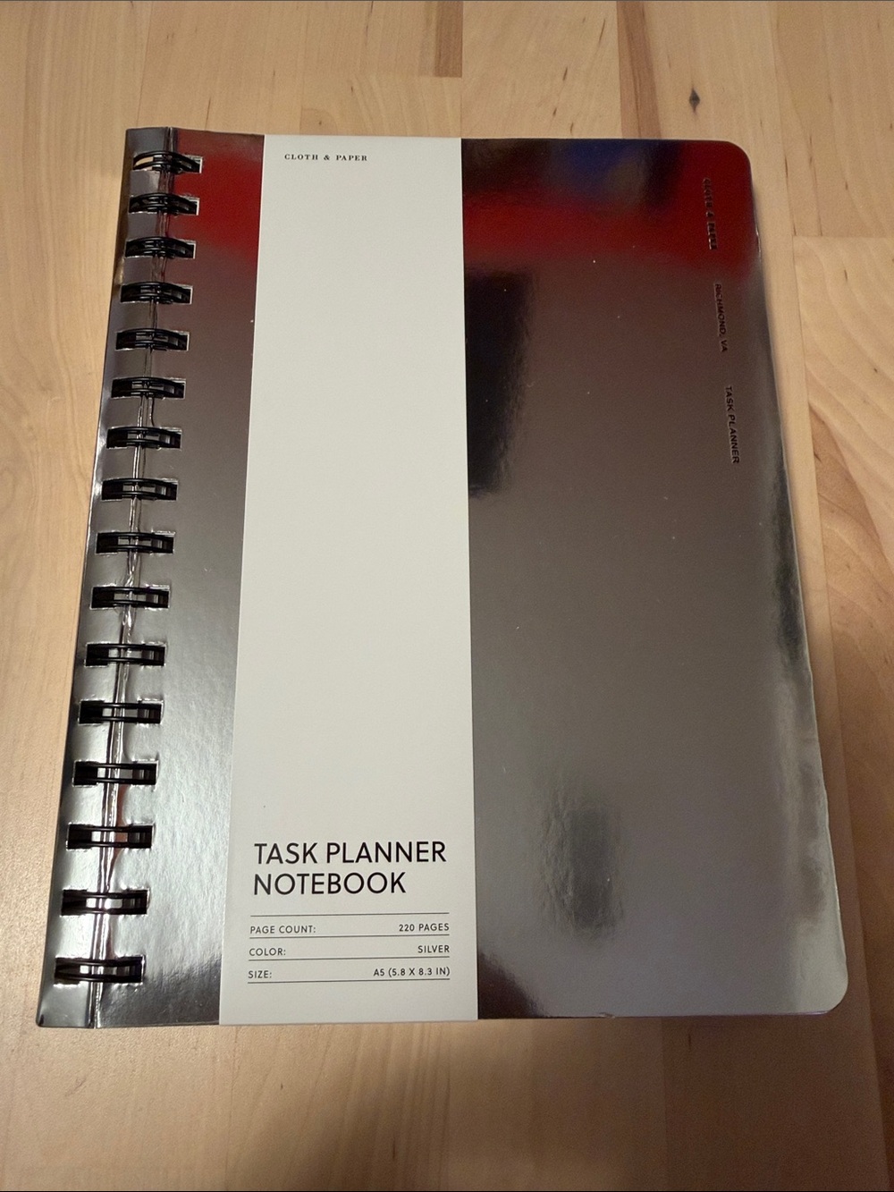 Silver Task Planner Notebook - A5 Spiral